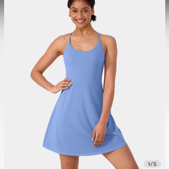 HALARA Dresses & Skirts - Halara Plush Adjustable Straps Backless Crisscross 2-in-1 Pocket Flare Dress XL